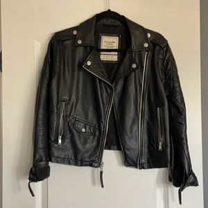 Abercrombie & Fitch Black Vegan Leather Jacket size small